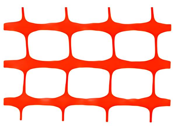 A piece of orange extruded plastic netting