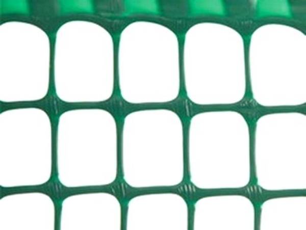 A piece of green square plastic safety netting