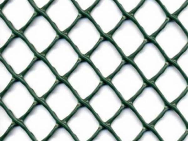 A piece of dark green diamond ground reinforcement plastic mesh