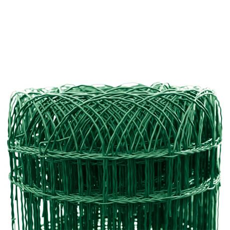 A roll of green PVC coating garden netting
