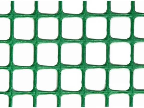 A piece of green square plastic flat netting